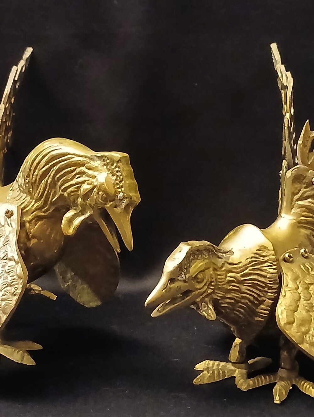 Vintage MCM Brass Rooster Pair